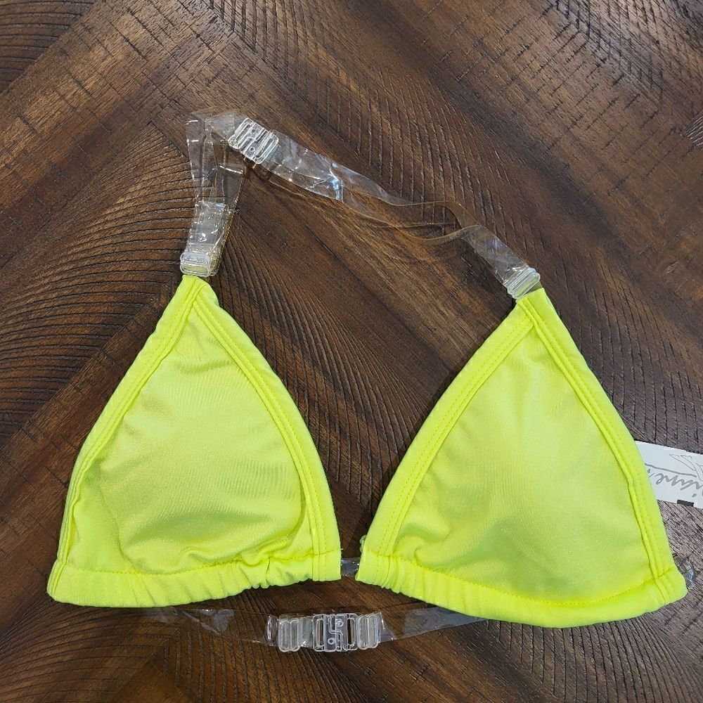Triangle Bikini Top Lime green and Clear Large